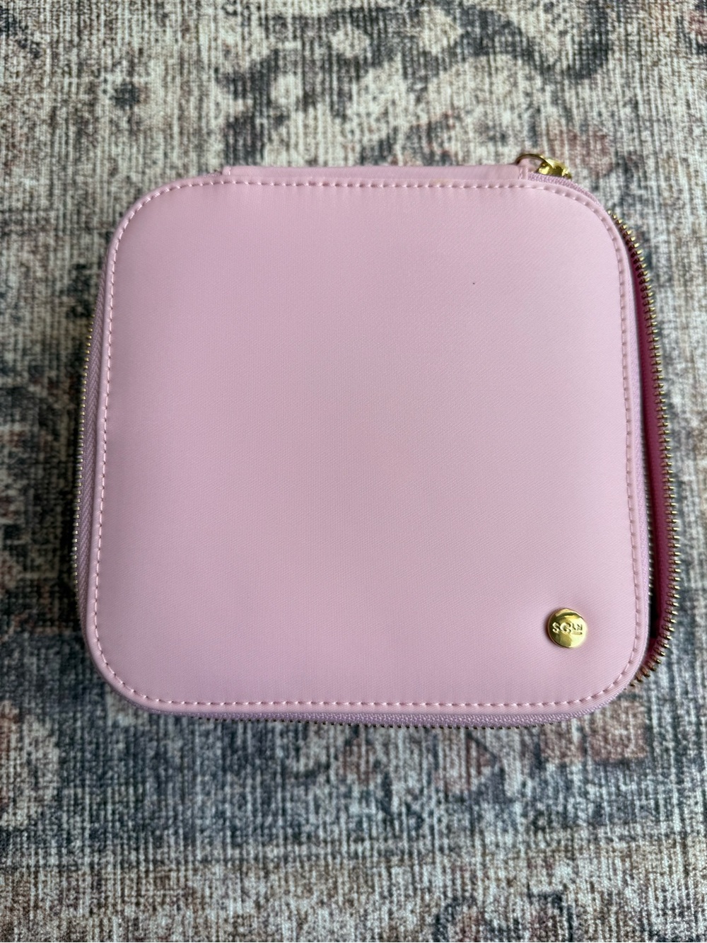 Stoney Clover Lane Pink Compact Square Zip Travel Case